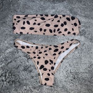 Strapless Dalmatian Print Bikini